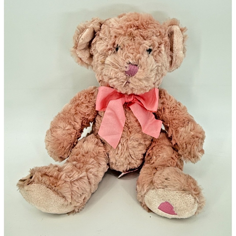 Vtg‎ Russ Pooky Style Pink Teddy Bear Plush Stuffed Animal Bow cottagecore Cute